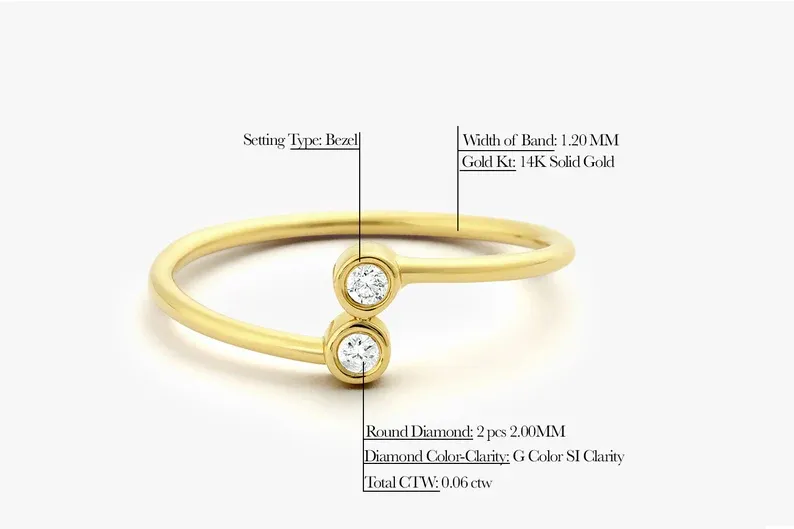 0.06CTW Bypass Double Lab Grown Diamond Engagement Ring