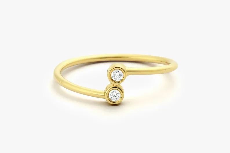 0.06CTW Bypass Double Lab Grown Diamond Engagement Ring