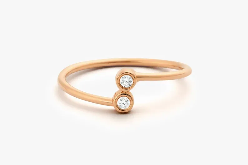 0.06CTW Bypass Double Lab Grown Diamond Engagement Ring