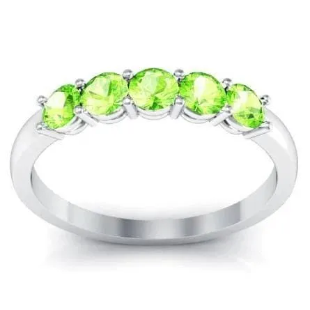 0.50cttw Shared Prong Peridot Five Stone Band