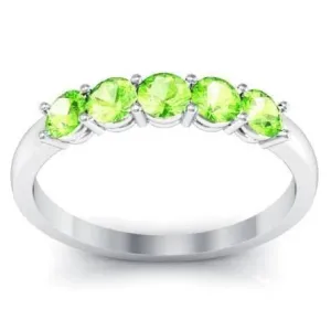 0.50cttw Shared Prong Peridot Five Stone Band