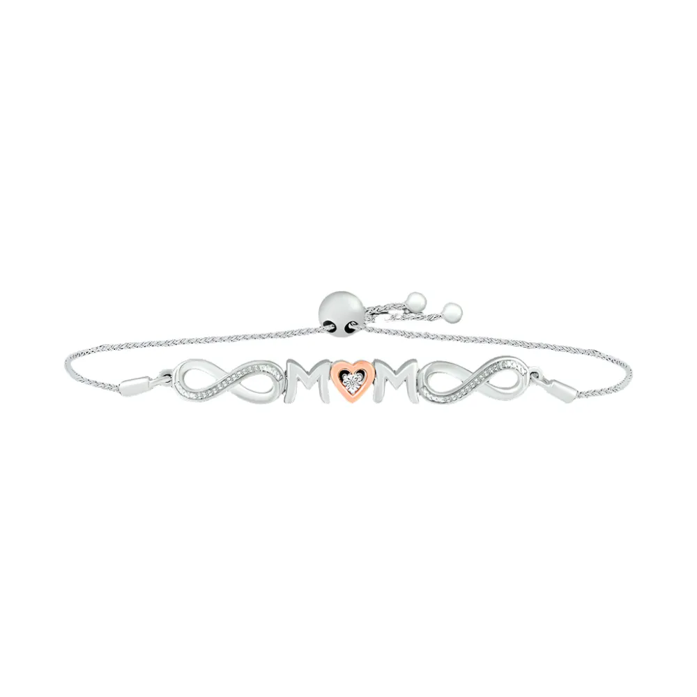 .05ctw Diamond "Mom" Infinity Bolo Bracelet