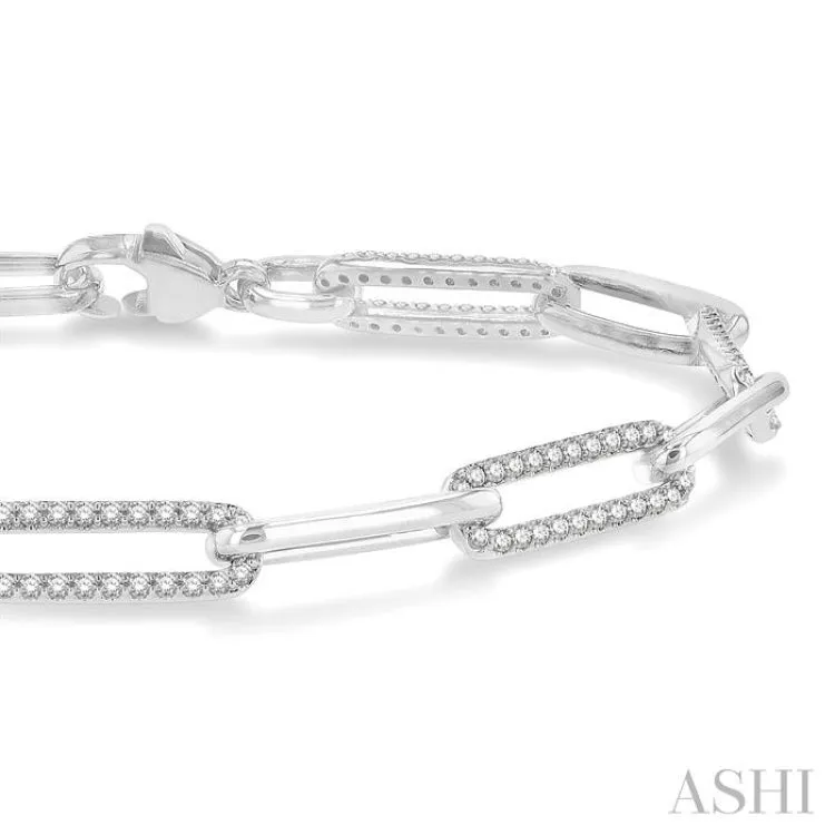 1 ctw Round Cut Diamond Paper Clip Bracelet in 10K White Gold