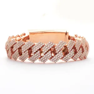 10KR 22.55CTW DIAMOND SQUARE CUBAN BRACELET -