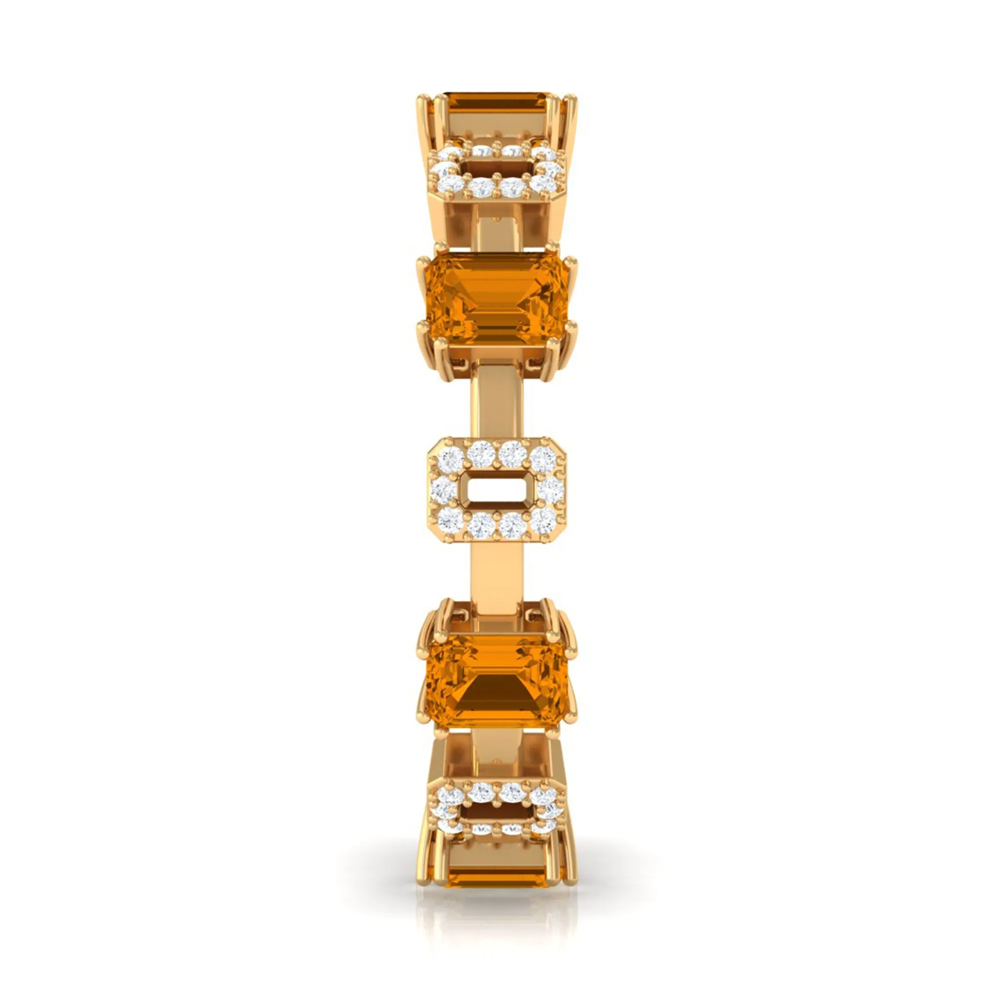 1.25 CT Emerald Cut Citrine Eternity Ring with Diamond Stones