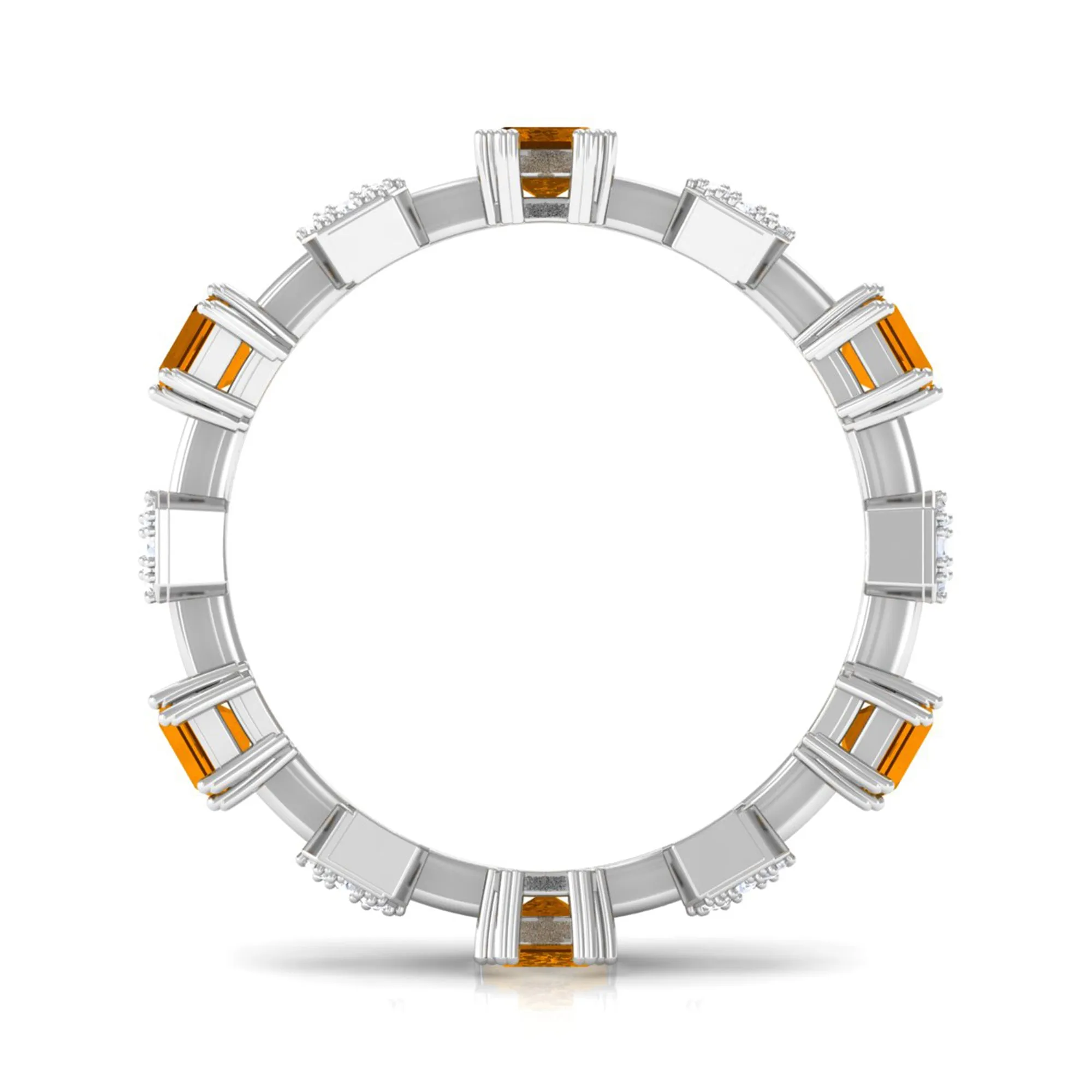 1.25 CT Emerald Cut Citrine Eternity Ring with Diamond Stones