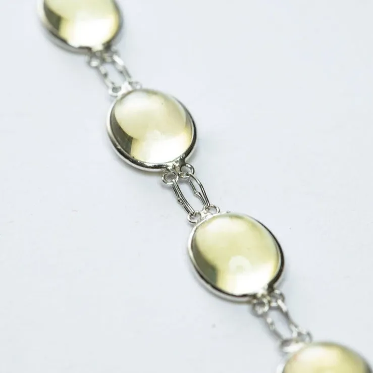 13ctw Natural Untreated Yellow Citrine Link Tennis Bracelet