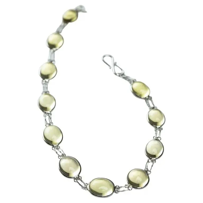13ctw Natural Untreated Yellow Citrine Link Tennis Bracelet