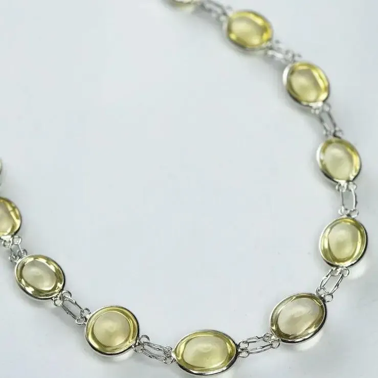 13ctw Natural Untreated Yellow Citrine Link Tennis Bracelet