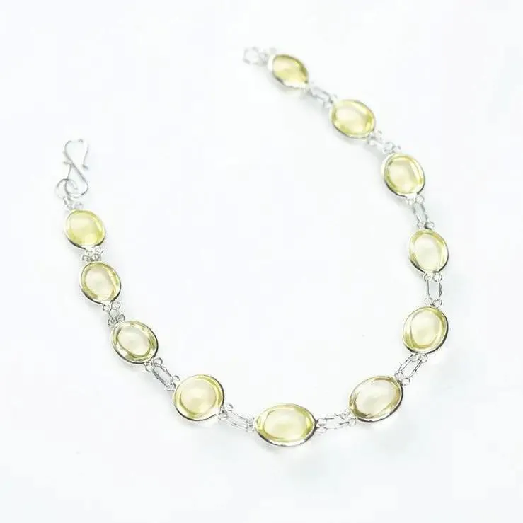 13ctw Natural Untreated Yellow Citrine Link Tennis Bracelet