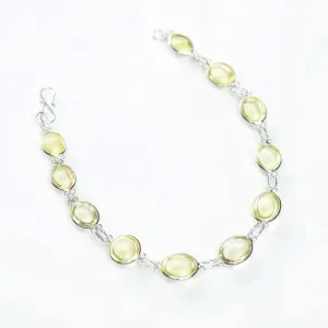 13ctw Natural Untreated Yellow Citrine Link Tennis Bracelet