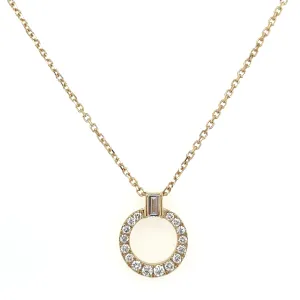 14ct Yellow Gold Laboratory Grown Diamond Set Open Circle & Bail Necklace