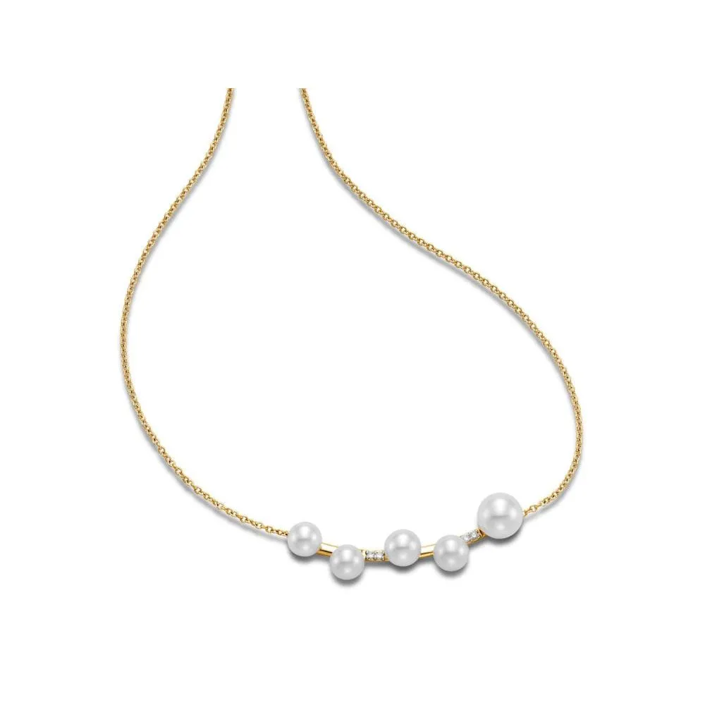 14k Asymmetrical Pearl Bar Necklace