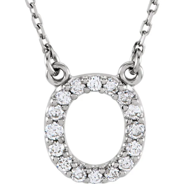 14k Gold 1/6 CTW Diamond Alphabet Initial Letter O Necklace