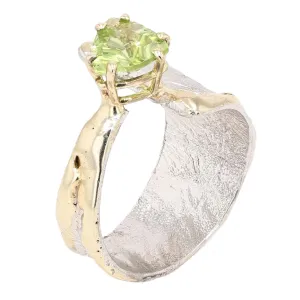 14K Gold & Crystalline Silver Peridot Ring - 25429