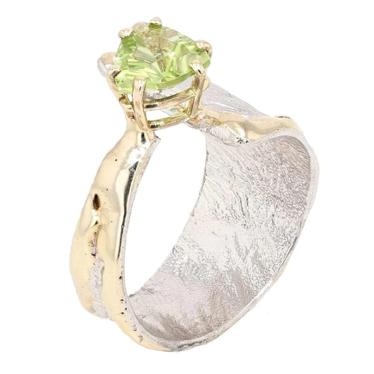 14K Gold & Crystalline Silver Peridot Ring - 25429