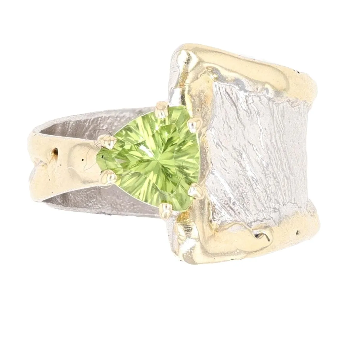 14K Gold & Crystalline Silver Peridot Ring - 25429