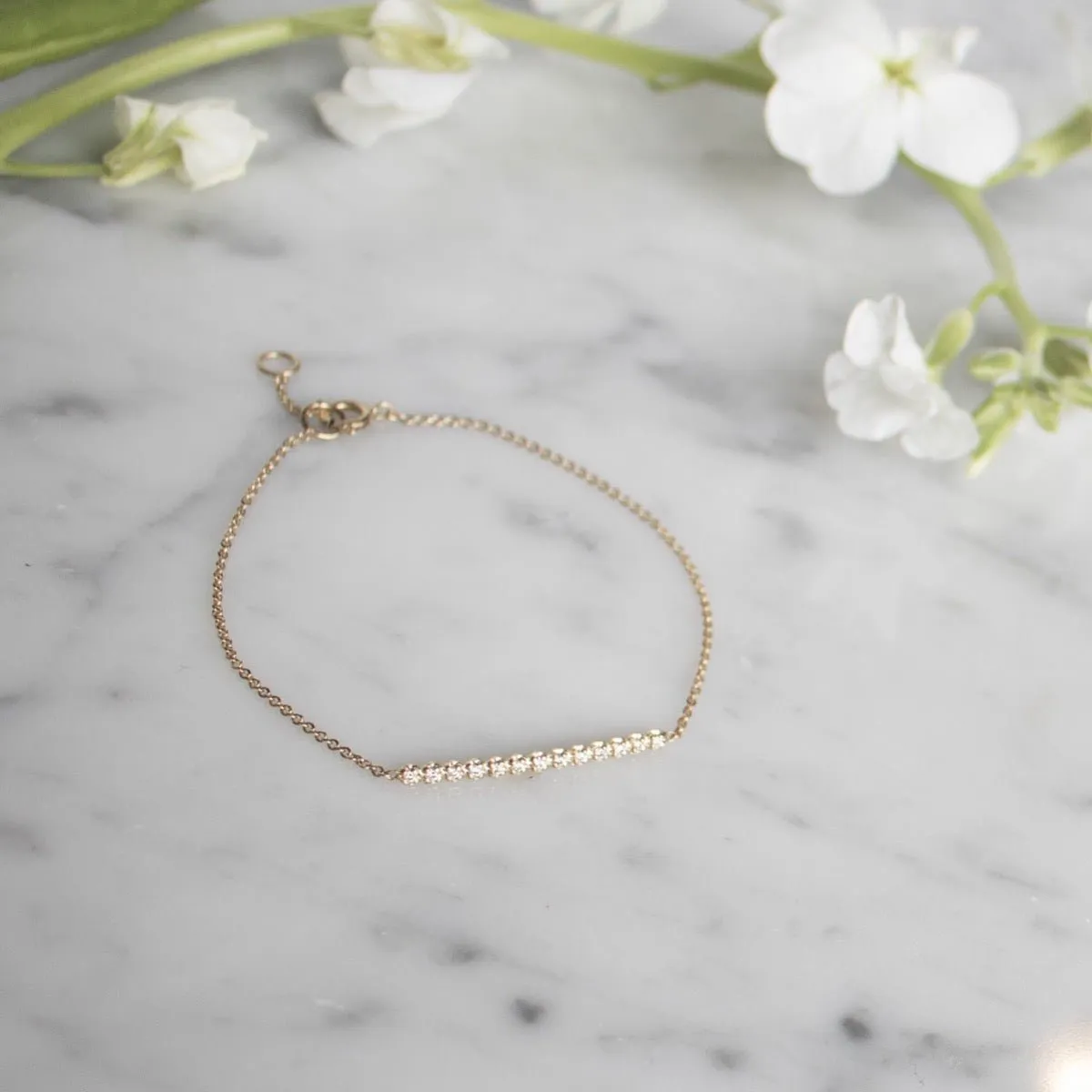 14K Gold & Diamond Bar Bracelet