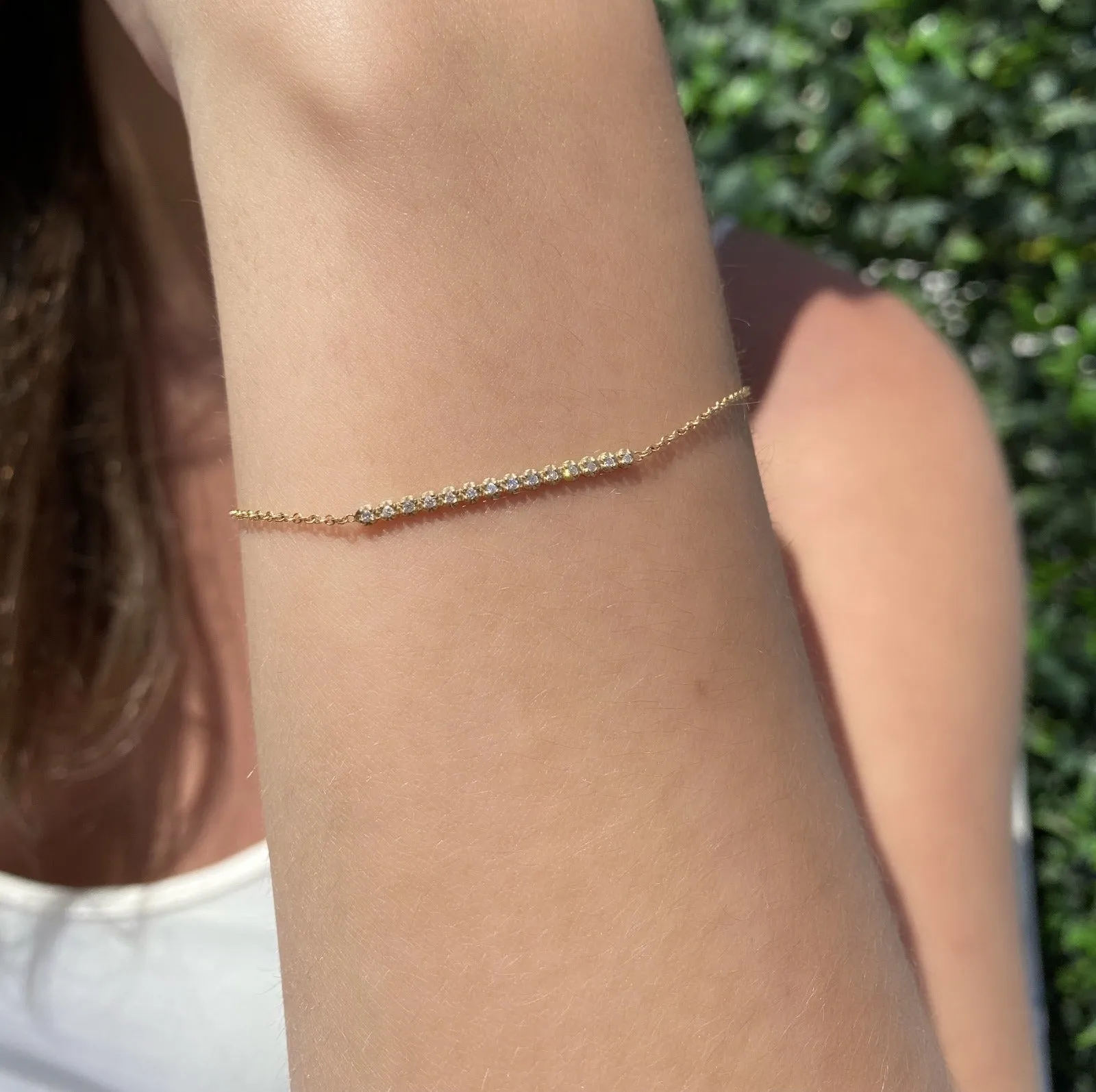 14K Gold & Diamond Bar Bracelet