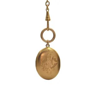14k Gold Hinged Oval Monogramed Locket