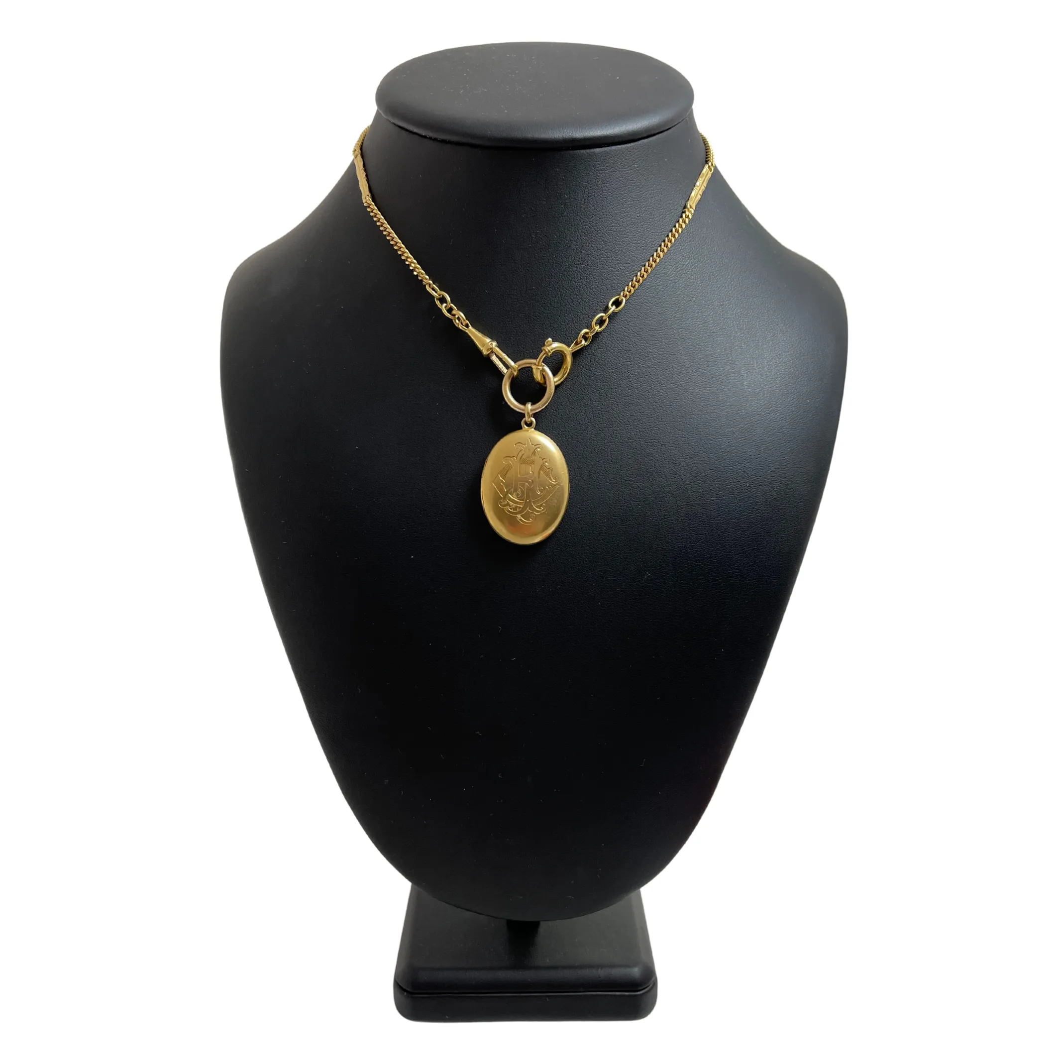 14k Gold Hinged Oval Monogramed Locket