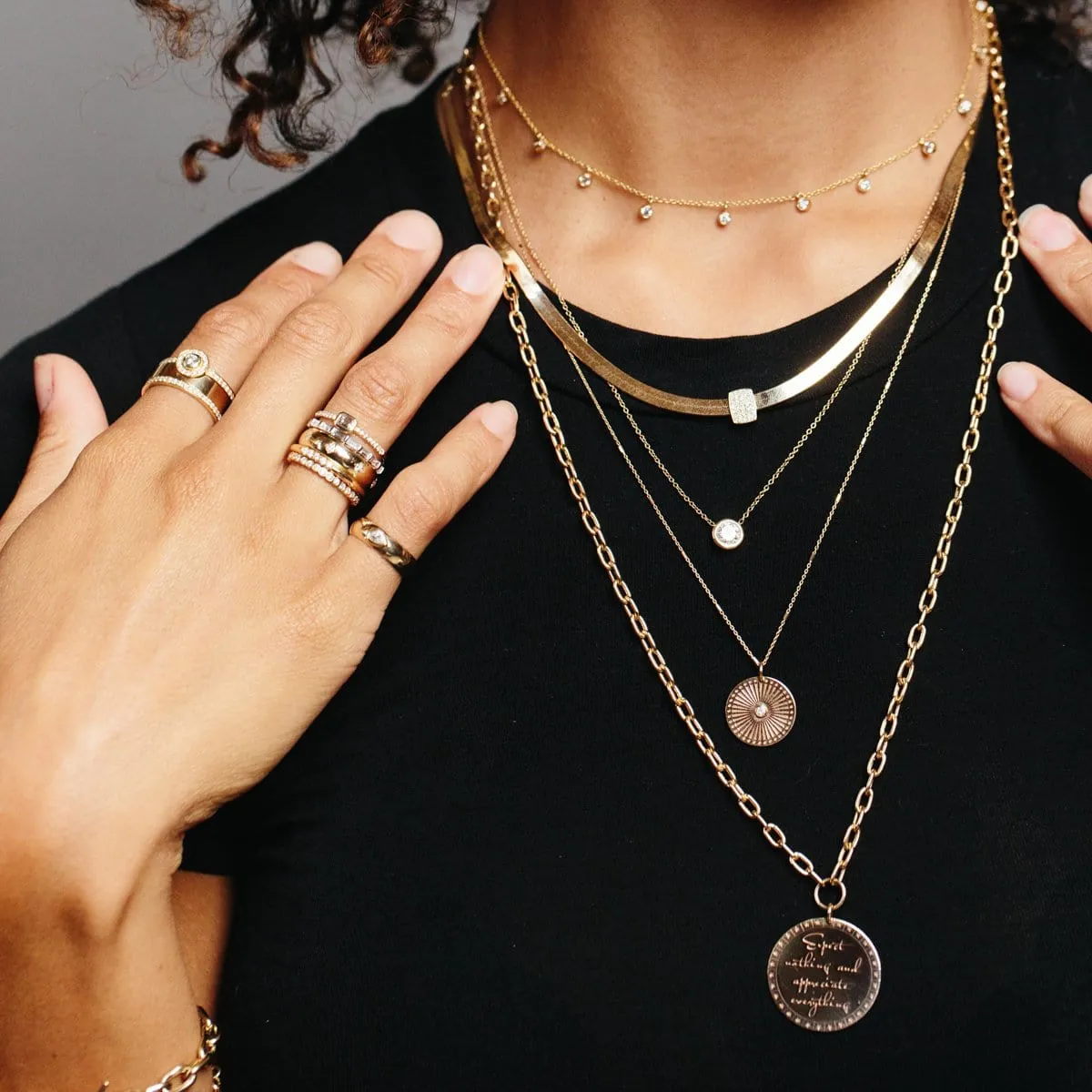 14K Gold Small Sunbeam Medallion Necklace