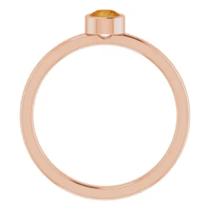 14K Rose 4 mm Natural Citrine Ring