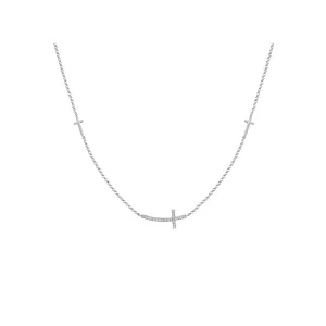 14k Sideways Diamond Cross Necklace