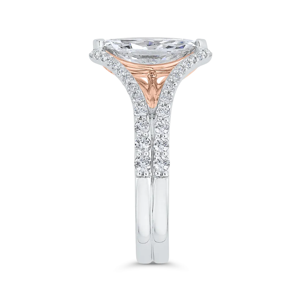 14K Two-Tone Gold Diamond Engagement Ring (Semi-Mount)