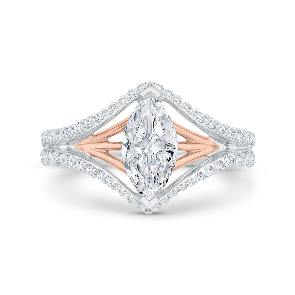 14K Two-Tone Gold Diamond Engagement Ring (Semi-Mount)