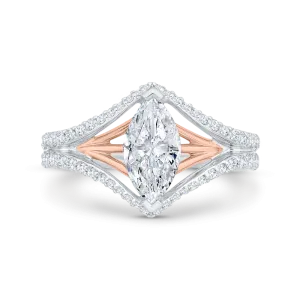 14K Two-Tone Gold Diamond Engagement Ring (Semi-Mount)