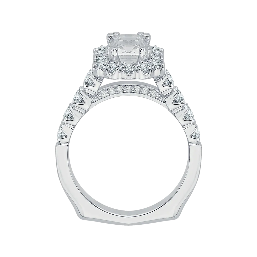 14K White Gold Cushion Diamond Cathedral Style Engagement Ring with Euro Shank (Semi Mount)