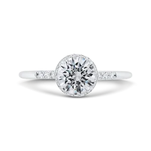 14K White Gold Diamond Engagement Ring with Euro Shank (Semi-Mount)