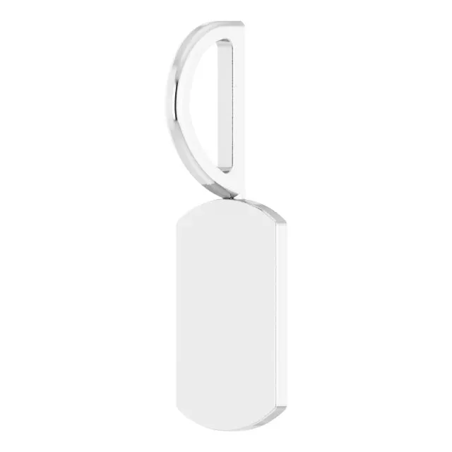 14K White Gold Engravable Dog Tag Charm/Pendant
