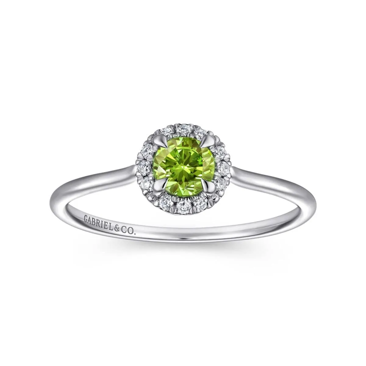 14K White Gold Peridot and Diamond Halo Promise Ring - LR51264W45PE
