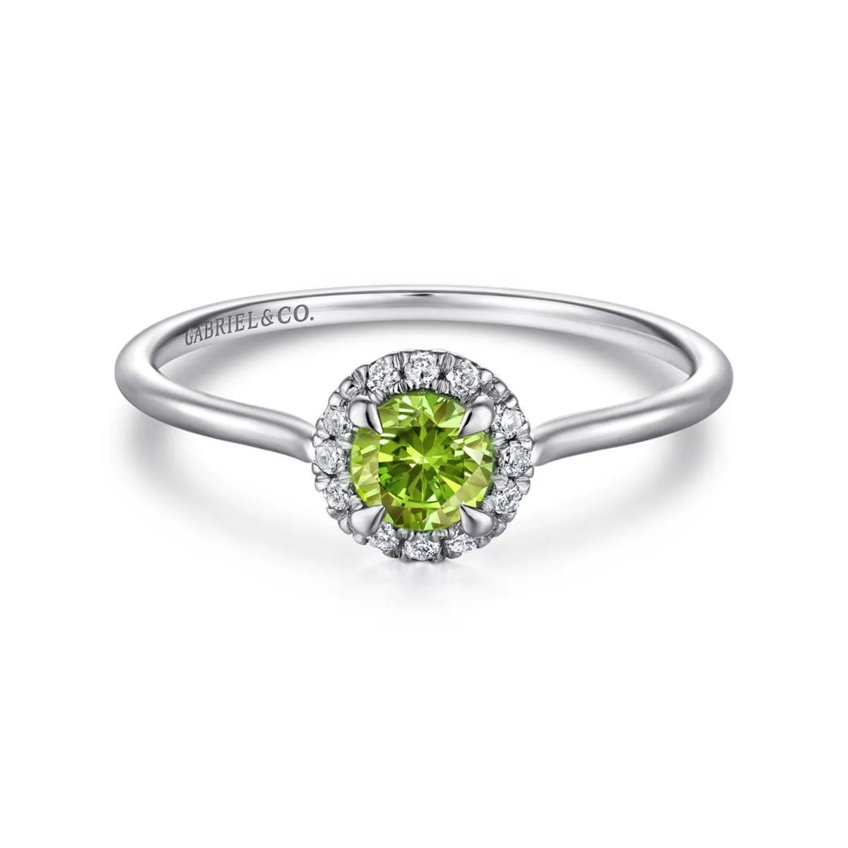 14K White Gold Peridot and Diamond Halo Promise Ring - LR51264W45PE