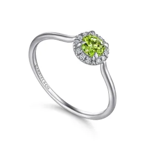 14K White Gold Peridot and Diamond Halo Promise Ring - LR51264W45PE
