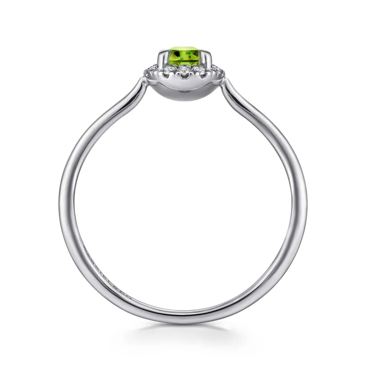 14K White Gold Peridot and Diamond Halo Promise Ring - LR51264W45PE