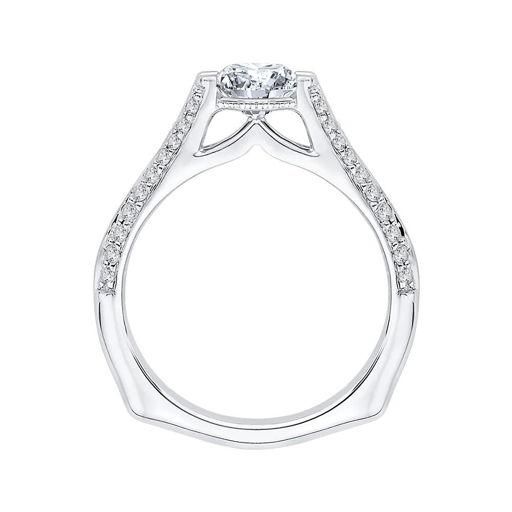 14K White Gold Round Diamond Engagement Ring with Split Shank (Semi Mount)