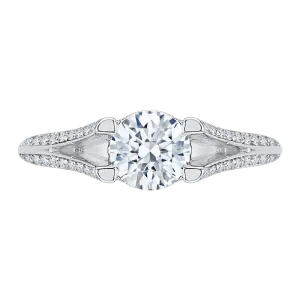 14K White Gold Round Diamond Engagement Ring with Split Shank (Semi Mount)