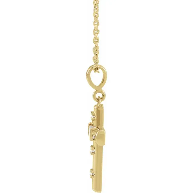 14K Yellow Gold 1/8 CTW Natural Diamond Cross 18" Necklace