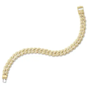 14K YELLOW GOLD CUBAN LINK-N-LOVE PAVE-SET DIAMOND BRACELET (3.00 CTW)