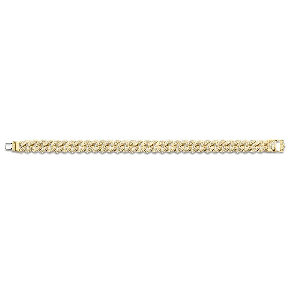 14K YELLOW GOLD CUBAN LINK-N-LOVE PAVE-SET DIAMOND BRACELET (3.00 CTW)