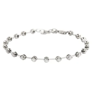 18ct White Gold Diamond And Bar Link Bracelet
