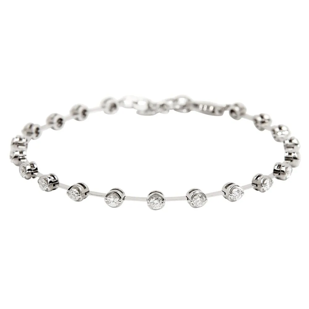 18ct White Gold Diamond And Bar Link Bracelet