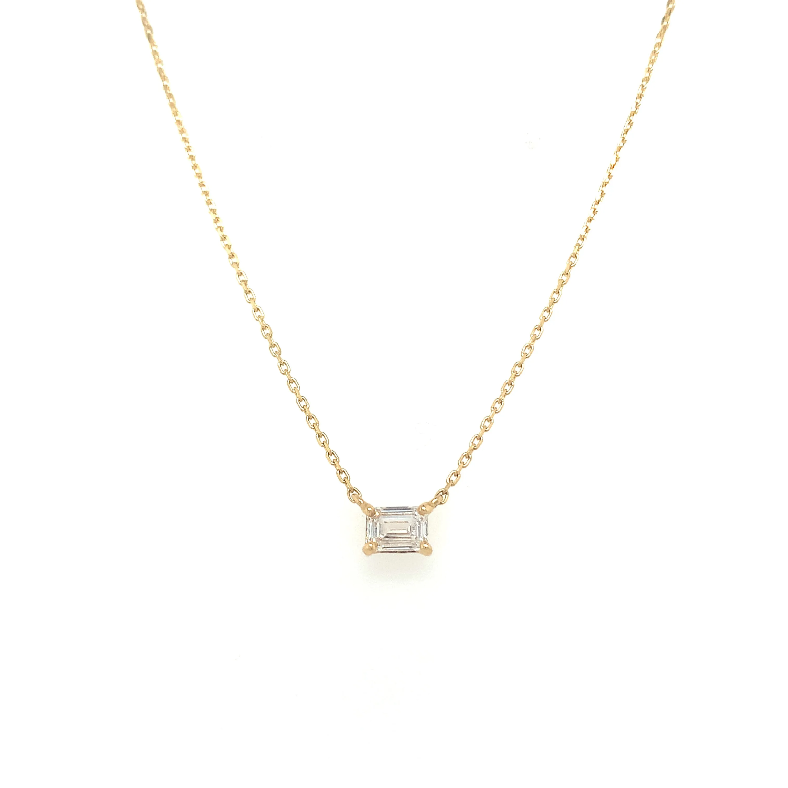 18ct Yellow Gold 0.51ct Emerald Cut Laboratory Grown Diamond Pendant