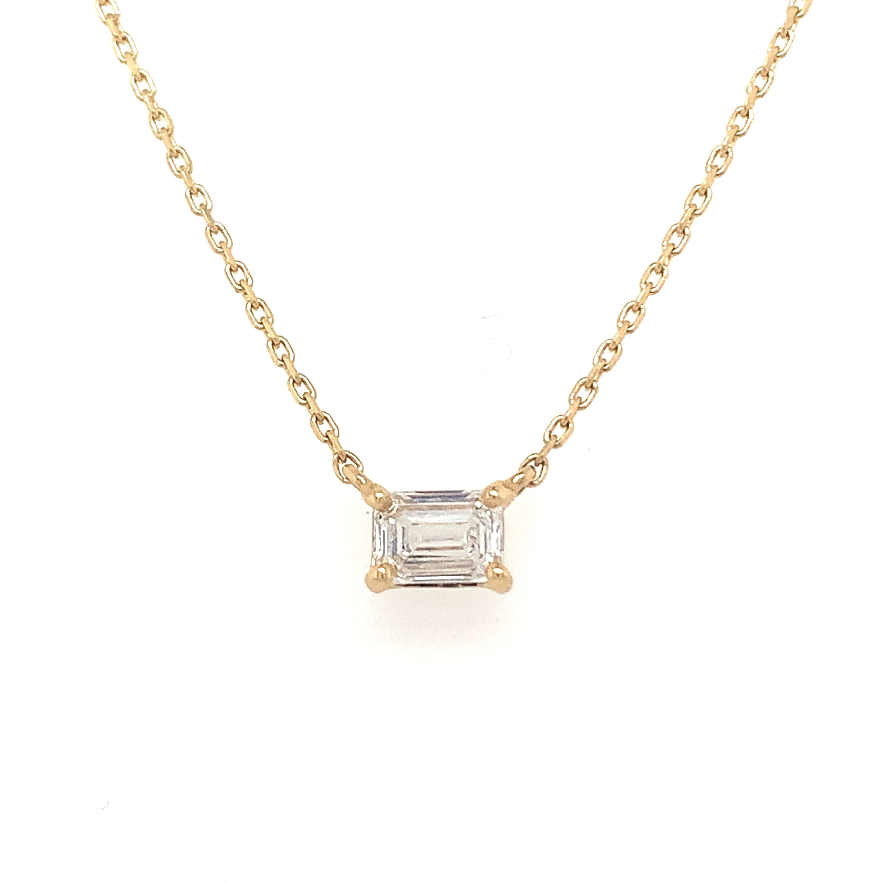 18ct Yellow Gold 0.51ct Emerald Cut Laboratory Grown Diamond Pendant