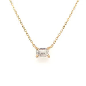 18ct Yellow Gold 0.51ct Emerald Cut Laboratory Grown Diamond Pendant