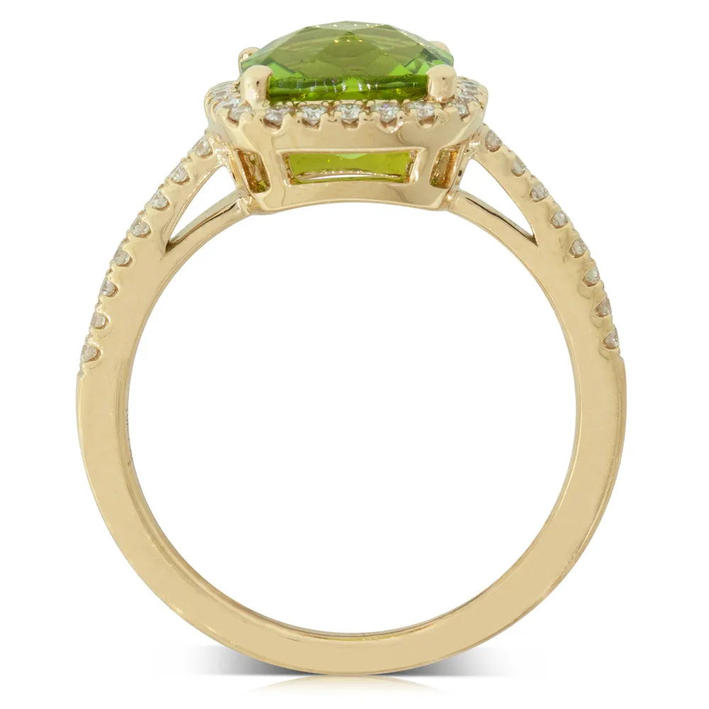 18ct Yellow Gold Peridot & Diamond Ring