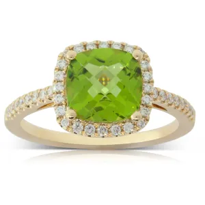 18ct Yellow Gold Peridot & Diamond Ring